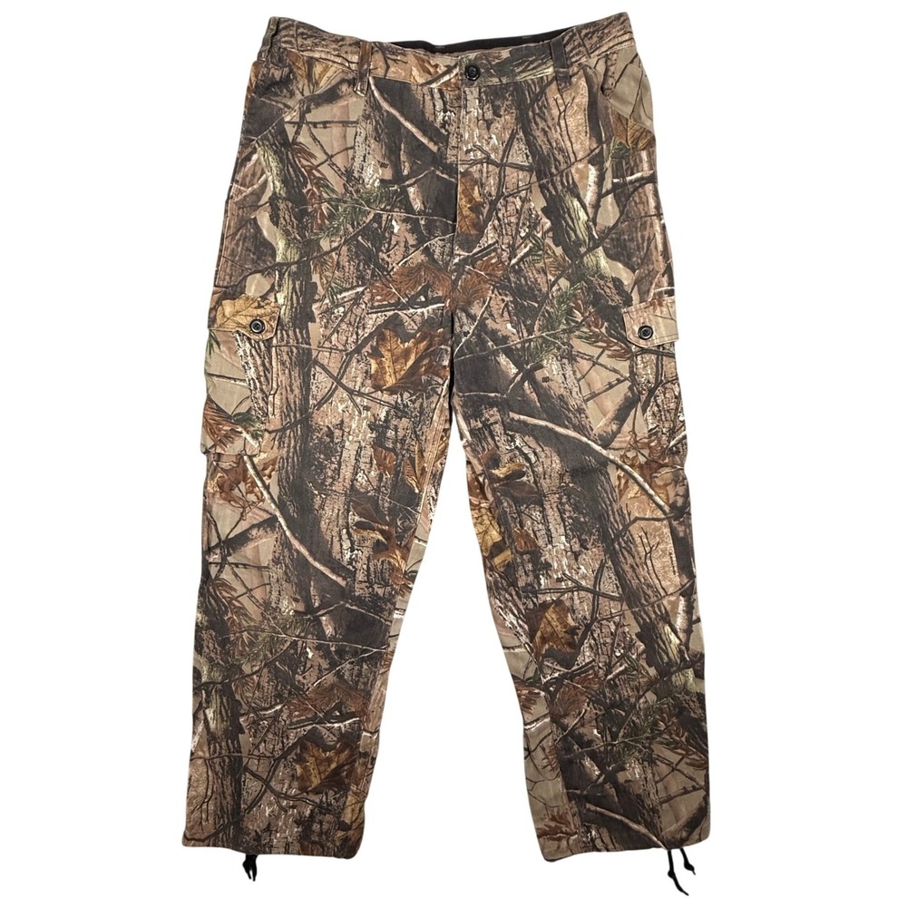 Liberty Mens RealTree AP Camo Cargo Hunting Pants Drawstring Cuff Waist 36/38